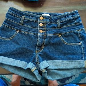 High waist button shorts